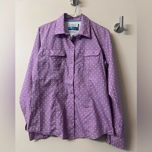Magellan Purple Polka Dot Button-Up Fish Gear Shirt